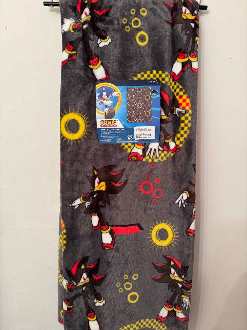 35th SEGA Sonic the Hedgehog Shadow Super Soft Throw Plush Blanket 50 x70